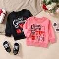 Baby Boy/Girl Love Heart and Letter Print Long-sleeve Pullover Sweatshirt Pink