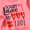 Langärmliges Pullover-Sweatshirt mit Liebesherzen und Buchstaben für Jungen/Mädchen rosa