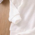 Baby Boy/Girl Button Design Solid Ribbed Knitted Long-sleeve Pullover Top White image 4