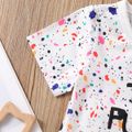 2pcs Baby Boy/Girl All Over Colorful Dots Letter Print Short-sleeve Tee and Shorts Set White image 5