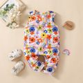 Baby Boy All Over Colorful Floral Print Sleeveless Jumpsuit White