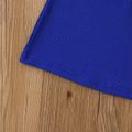 Toddler Girl Lapel Collar Button Design Sleeveless Ribbed Royal Blue Dress royalblue