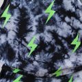 2pcs Baby Boy All Over Lightning Print Tie Dye Hooded Tank Top and Shorts Set Black image 4