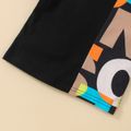 2pcs Toddler Boy Trendy Letter Print Colorblock Tee and Shorts Set Black