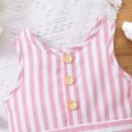 Baby Boy/Girl Striped Round Neck Sleeveless Button Up Romper Dark Pink image 3