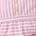 Baby Boy/Girl Striped Round Neck Sleeveless Button Up Romper Dark Pink image 4