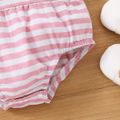 Baby Boy/Girl Striped Round Neck Sleeveless Button Up Romper Dark Pink