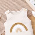 Baby Boy/Girl Rainbow Embroidered Waffle Tank Jumpsuit Beige image 3