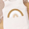 Baby Boy/Girl Rainbow Embroidered Waffle Tank Jumpsuit Beige image 4