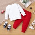 100% Cotton 2pcs Baby Boy/Girl Long-sleeve Letter Print Sweatshirt and Sweatpants Set Red/White