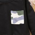 100% Cotton Baby Boy Camouflage Spliced Long-sleeve Pullover Sweatshirt Black