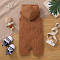 Baby Boy/Girl Button Front Solid Rib Knit Hooded Tank Romper Brown