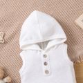 Baby Boy/Girl Button Front Solid Rib Knit Hooded Tank Romper White