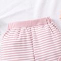 Baby Girl Cartoon Print 3D Ears Decor Striped Pants Leggings Pink