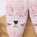 Baby Girl Cartoon Print 3D Ears Decor Striped Pants Leggings Pink image 5