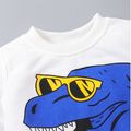 2pcs Toddler Boy 100% Cotton Animal Dinosaur Print Sweatshirt and Blue Pants Set Blue