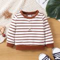 2-Pack Baby Boy/Girl 100% Cotton Solid and Striped Long-sleeve Pullover Sweatshirts Set MultiColour image 2