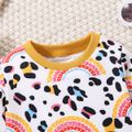 Baby Boy/Girl Allover Rainbow & Leopard Print Long-sleeve Pullover Sweatshirt Yellow