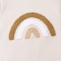 Baby Boy Rainbow Embroidered Long-sleeve Waffle Jumpsuit Beige image 3