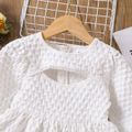 Toddler Girl Textured Hollow out Long-sleeve White Dress White