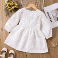 Toddler Girl Textured Hollow out Long-sleeve White Dress White