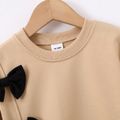Toddler Girl Sweet Bowknot Design Side Slit Pullover Sweatshirt Khaki