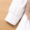 2 قطعة طفلة أنيقة طية صدر السترة الياقة البيضاء فستان القميص ومجموعة سترة متماسكة كابل متعدد الألوان image 4
