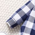 2pcs Baby Boy 100% Cotton Pants and Long-sleeve Button Up Plaid Shirt Romper Set Blue image 5