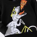 100% Cotton 2pcs Baby Boy Long-sleeve Dinosaur Print Sweatshirt and Cargo Pants Set Black image 4