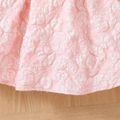 2pcs Toddler Girl Sweet Mesh Design Tee and Textured Overall Dress Set Pink image 4