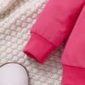 100% Cotton Baby Girl Leopard Figure & Letter Print Puff-sleeve Sweatshirt Hot Pink