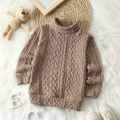 Toddler Boy Turtleneck Cable Knit Textured Sweater Apricot image 1