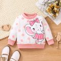 Baby Boy/Girl Elephant Print Polka Dot/Striped Long-sleeve Sweatshirt Pink