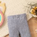 Baby Girl Solid Lace Spliced Rib Knit High Waist Leggings Grey image 4