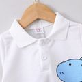 2 pièces Enfant en bas âge Garçon Hypersensible Enfantin Dinosaure ensembles de t-shirts Blanc image 2