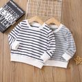 Baby Boy/Girl Long-sleeve Striped Pullover Sweatshirt OffWhite image 1