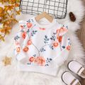 Baby Girl Allover Floral Print Ruffle Long-sleeve Sweatshirt White image 1