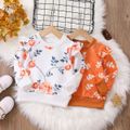 Baby Girl Allover Floral Print Ruffle Long-sleeve Sweatshirt White image 2