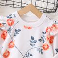 Baby Girl Allover Floral Print Ruffle Long-sleeve Sweatshirt White image 4