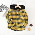 Toddler Boy Button Design Hooded Long-sleeve Plaid Shirt Yellow image 1