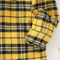 Toddler Boy Button Design Hooded Long-sleeve Plaid Shirt Yellow