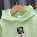 2pcs Toddler Girl Trendy Faux-two Letter Textured Hoodie Sweatshirt and Pants Set Pale Green image 2