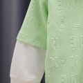 2pcs Toddler Girl Trendy Faux-two Letter Textured Hoodie Sweatshirt and Pants Set Pale Green image 4