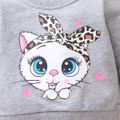 Baby Girl Cat Print Long-sleeve Pullover Sweatshirt Flecked Grey image 5