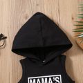 Baby Boy 95% Cotton Letter Print Hooded Tank Top Black image 4