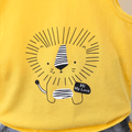 2pcs Toddler Boy Playful Lion Print Tank Top and Shorts Set Yellow image 4