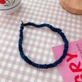 Hairband Sweet Temperament Solid Color Girl Tangled Headdress Wild Satin Folds Headband Hairpin Accessories Female Blue