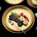 European-style dinner plate stainless steel golden disc tray cake plate kitchen western steak barbecue plate Gold