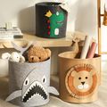 Foldable Laundry Basket Cute Cartoon Thick Felt Storage Bucket for Dirty Clothes Toys Organizer Green image 2
