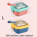 750ML Baby Food Lunch Box with Spoon & Scissor Outdoor Baby Bento Box Food Container Kids Dinnerware Set Pink image 1